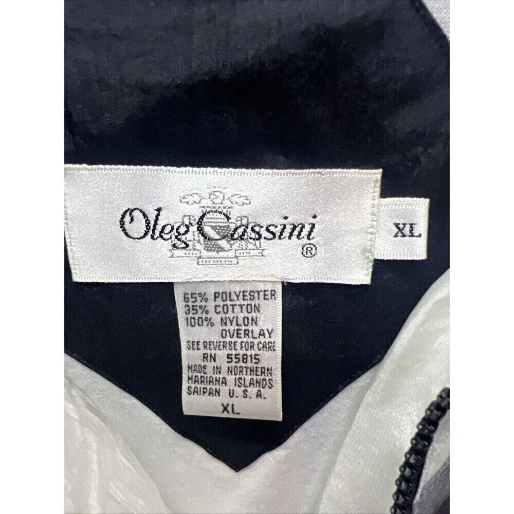 Vtg Oleg Cassini Lined Jacket Black White Gray Windbreaker Size‎ XL 80s - Picture 3 of 7
